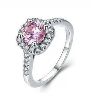 *Sale* New Pink Cubic Zirconia Silver Ring.